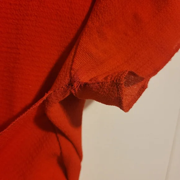 Stella Tweed Red Chiffon Tie Front Blouse - Picture 5 of 10